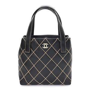 Chanel Calfskin Wild Stitch Tote Black #259257C17B
